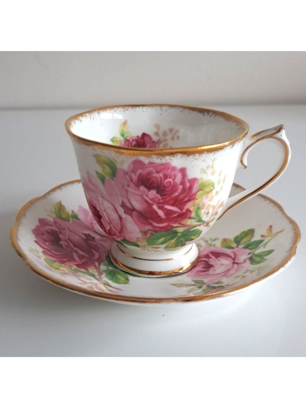 Vintage Royal Albert American Beauty Bone China Tea Cup & Saucer Set